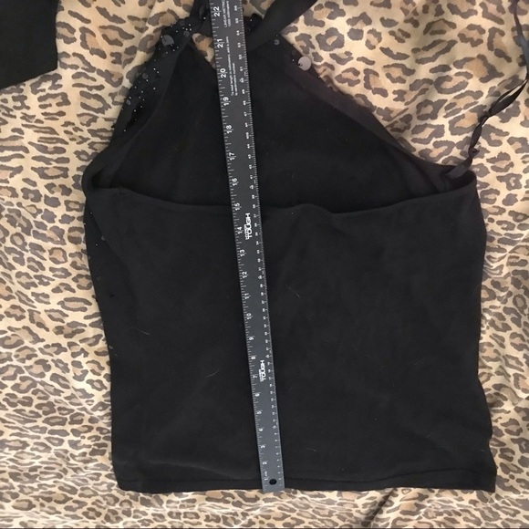 Ann Taylor Loft  size XL black knit halter with sequin front ties at neck - Picture 11 of 14